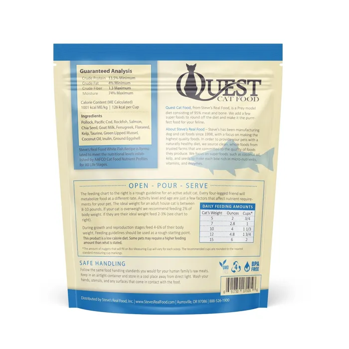 Steve's Cat Raw Frzn Quest Whitefish Nuggets 2-lb