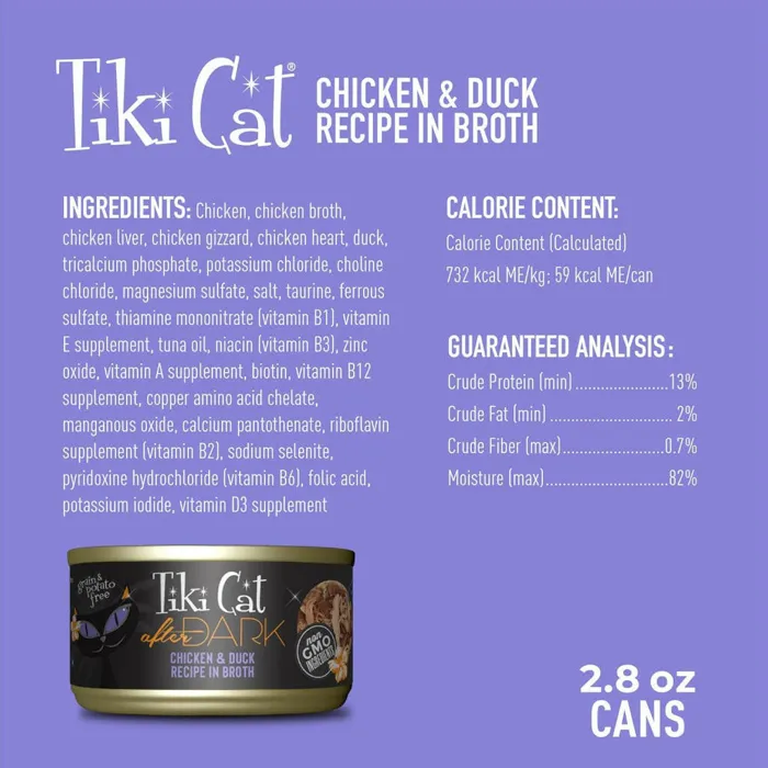 Tiki Cat After Dark Chicken & Duck nutrition panel