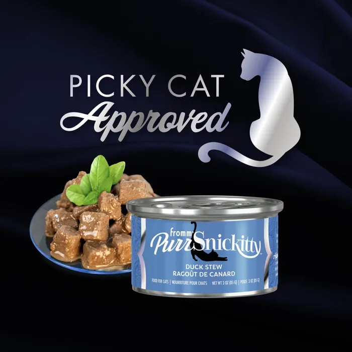Fromm PurrSnickitty Duck Stew picky cat approved graphic
