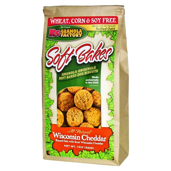K9 Granola Factory Soft Bakes Wisconsin Cheddar 12oz angled view