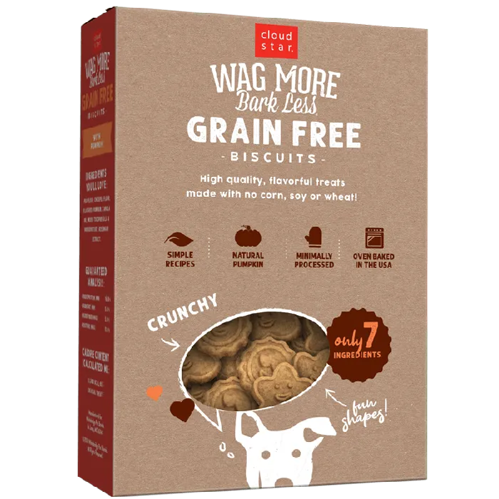 Cloud Star Wag More Bark Less pumpkin biscuits 14-ounce back package