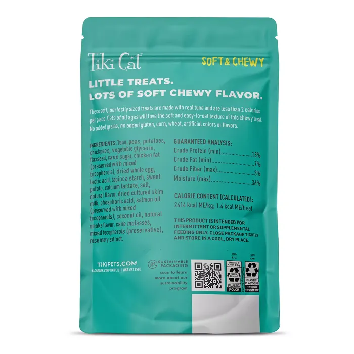 Tiki Cat Baby Soft & Chewy Tuna Salmon treats back pouch