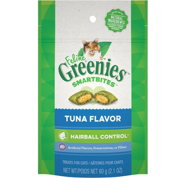 Greenies Feline Smartbites Hairball Control tuna 2.1-ounce front