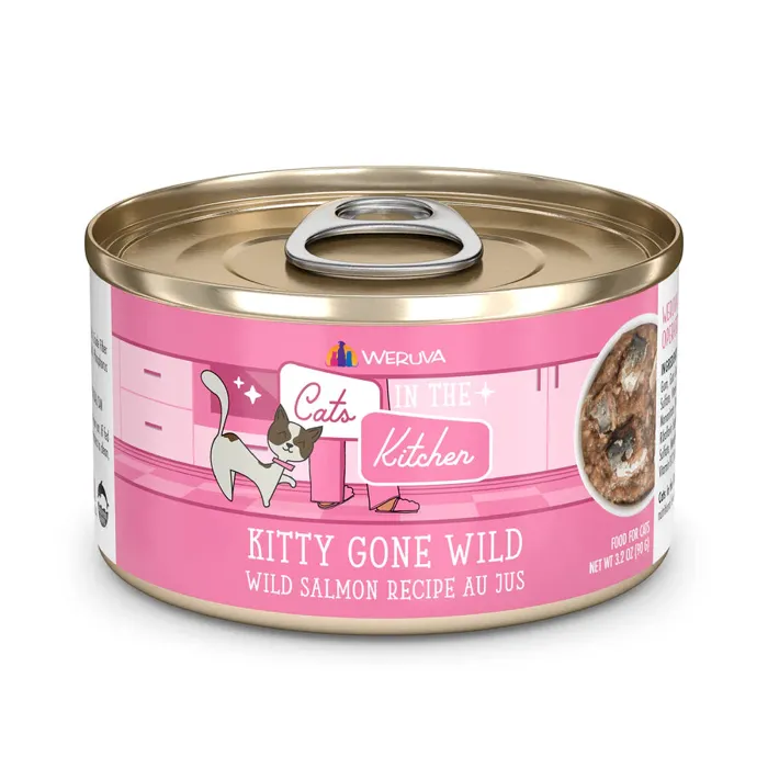 Weruva Cats In the Kitchen Kitty Gone Wild Slmn Recipe Au Jus Wet Cat Food Can, 3.2-oz