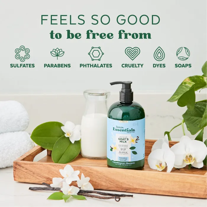 Tropiclean Essentials Goat's Milk Hypoallergenic Shampoo For Dogs, Puppies & Cats, 16-oz