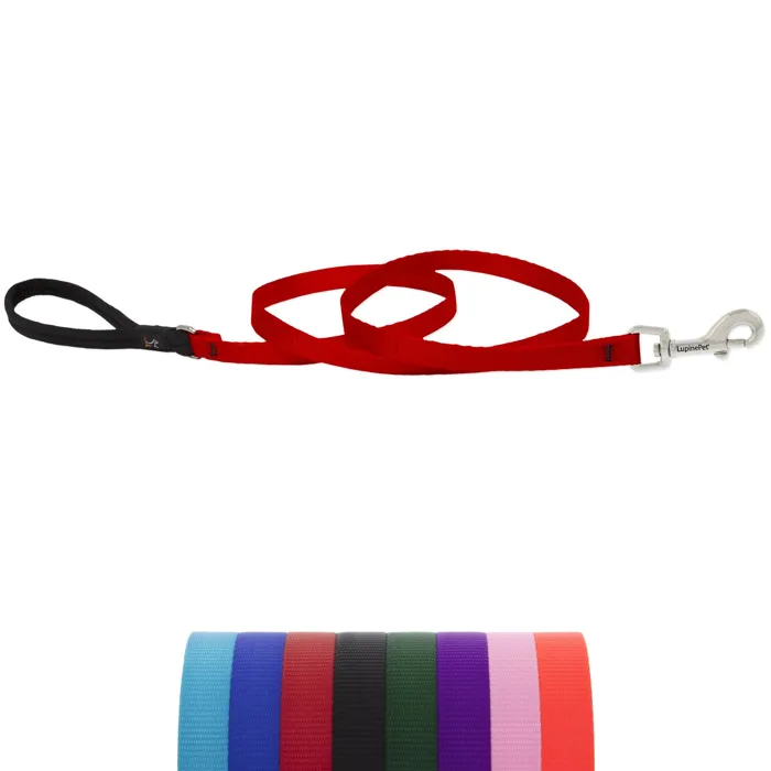 Lupine Basic Solids red dog leash 6-foot full view