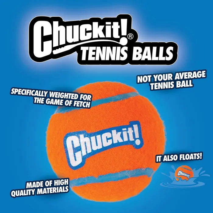 Chuckit Tennis Balls large orange blue ball feature graphic