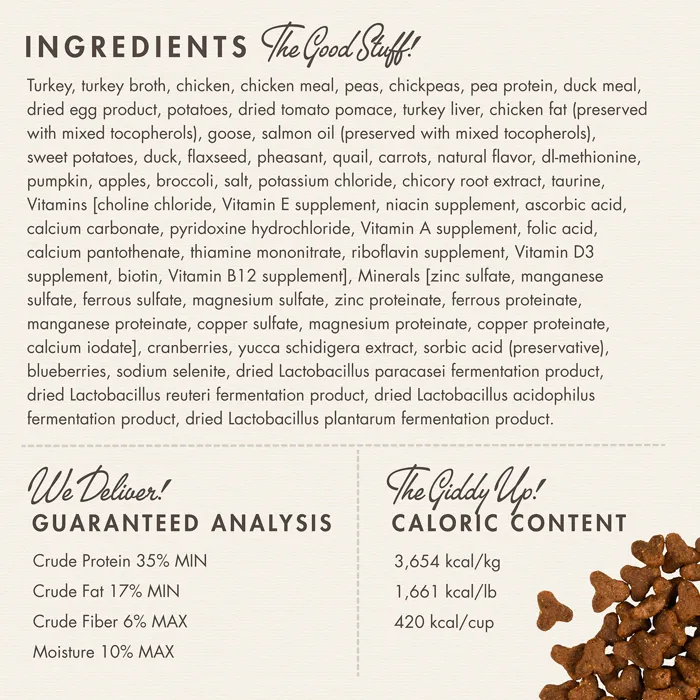 Fromm Four-Star Game Bird Recipe ingredients panel