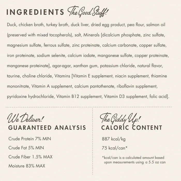 Fromm PurrSnickitty Duck Stew ingredients and analysis
