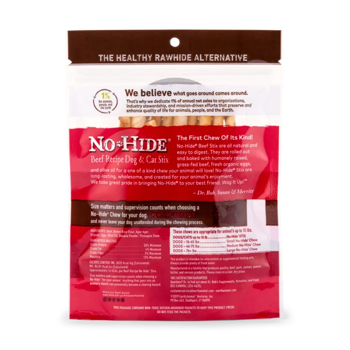 No-hide Easily Digestible Rawhide Alternative Beef Flavor Dog Chews Small - 10-pack