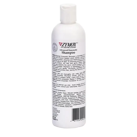 ZYMOX Advanced Enzymatic Shampoo 12 oz back label