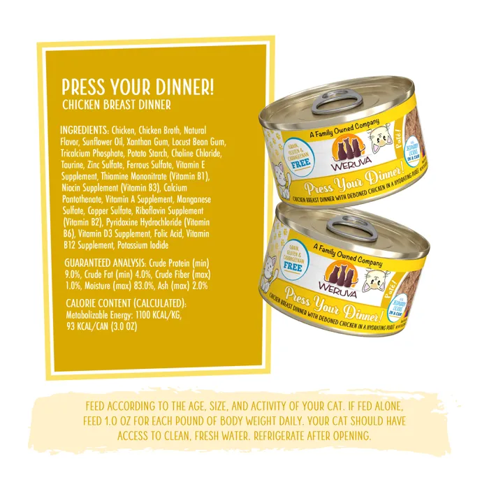 Weruva Press Your Dinner 3-ounce can ingredients label