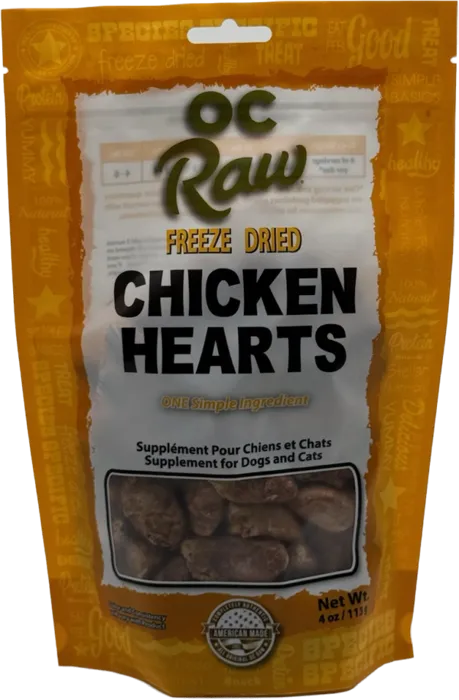 Oc Raw Freeze Dried Chicken Hearts 4-oz