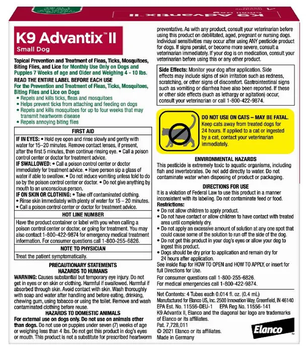 K9 Advantix Ii Small Dog 4-10 Lbs. 4 Pack