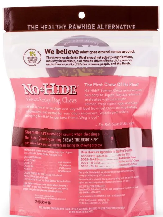 No-hide Easily Digestible Rawhide Alternative Salmon Flavor Dog Chews 4" - 2-pack