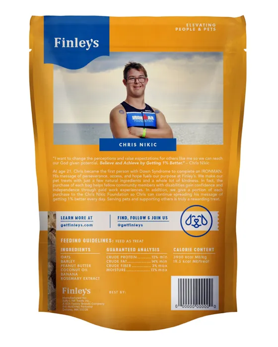 Finley's Peanut Butter & Banana biscuits 12 oz package back