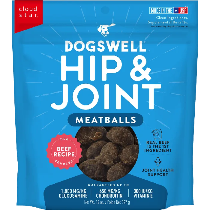 Dogswell Hip & Joint Meatballs Beef 14 oz front