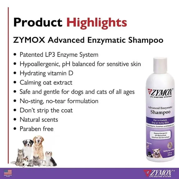 ZYMOX Advanced Enzymatic Shampoo 12 oz product highlights