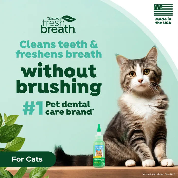 TropiClean Fresh Breath Cat Dental Gel with cat