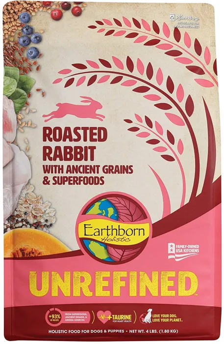 Earthborn Unrefined Roasted Rabbit 4 lb front old packaging