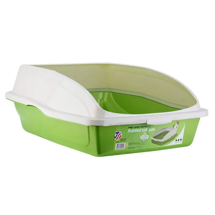 Van Ness CP4 large framed cat pan, green, side view