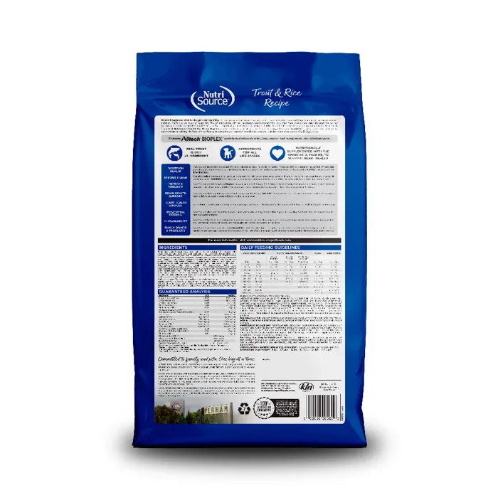 NutriSource Trout & Rice Recipe 26-lb back bag