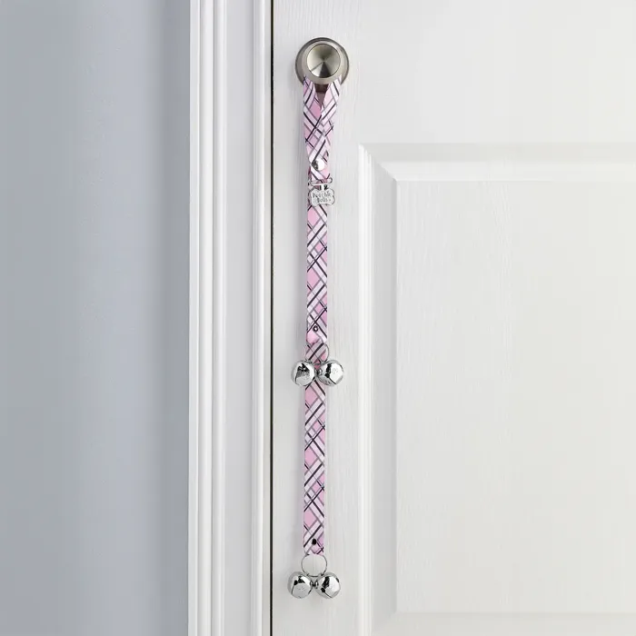 PoochieBells regular assorted pink plaid doorbell