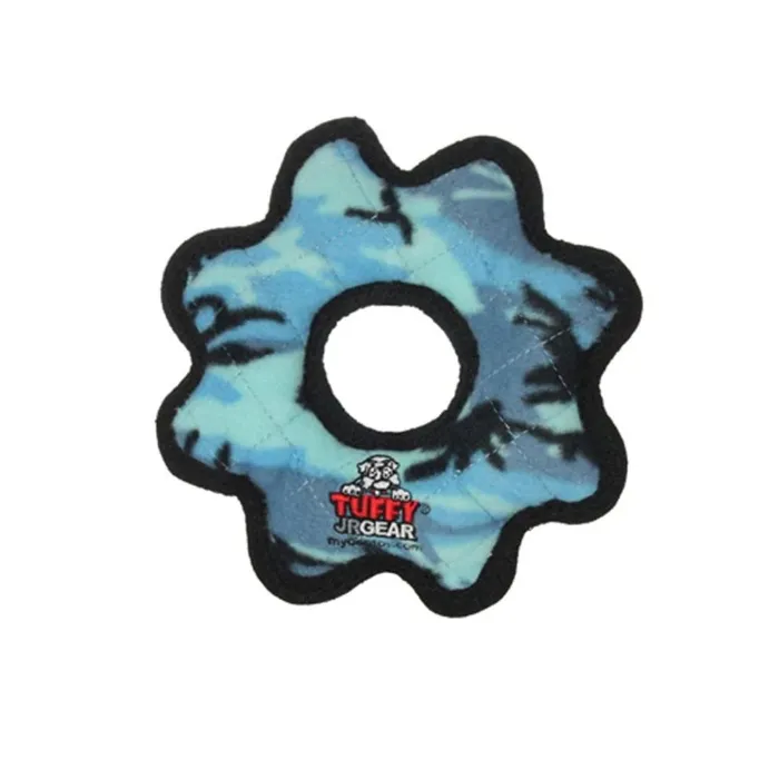 Tuffy's Junior Gear Ring Dog Toy, Blue Camo