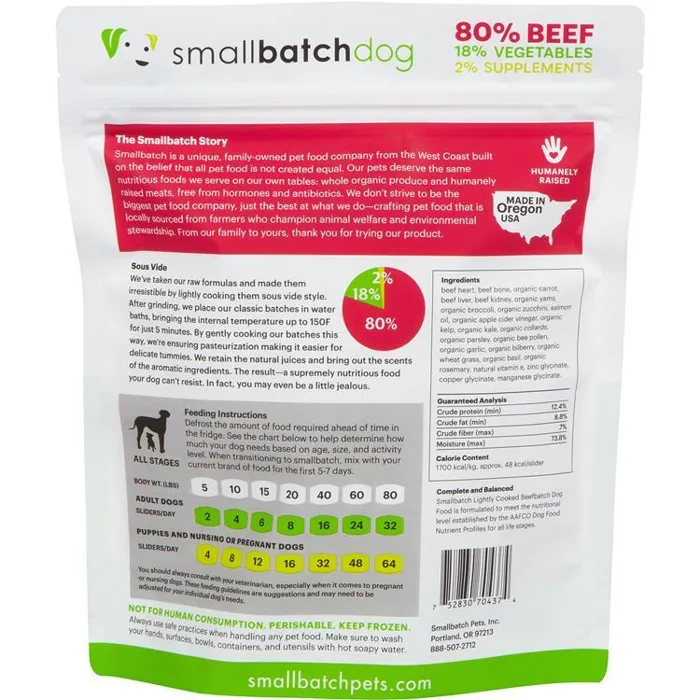 Smallbatch lightly cooked beef batch 2lb back pouch