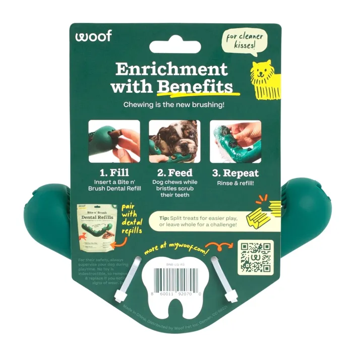 Woof Bite n’ Brush Large toy packaging back view