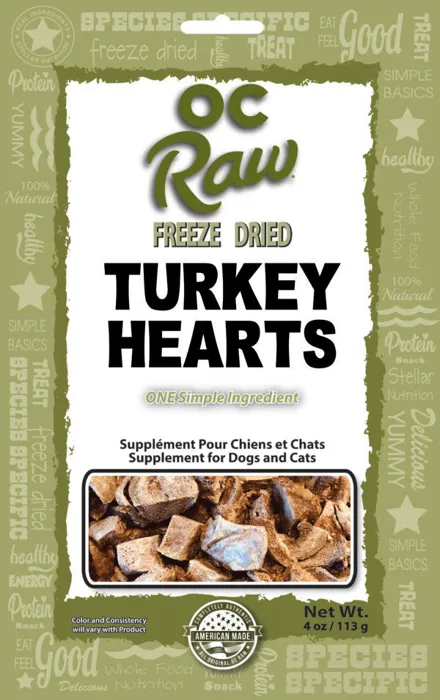 Oc Raw Freeze Dried Turkey Hearts 4-oz
