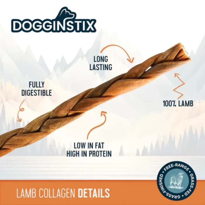 Dogginstix Braided Lamb Collagen 6"