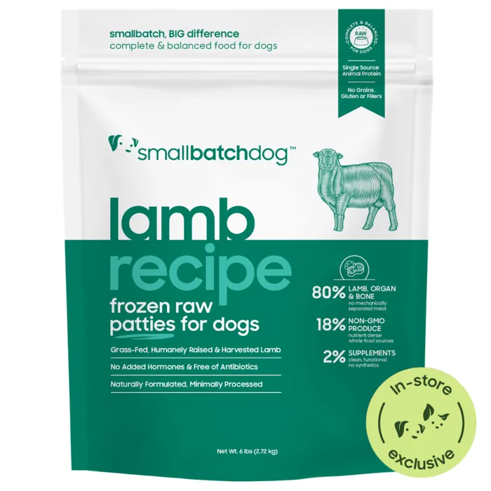 Smallbatch Lamb Recipe Frozen Raw Patties 6 lb front