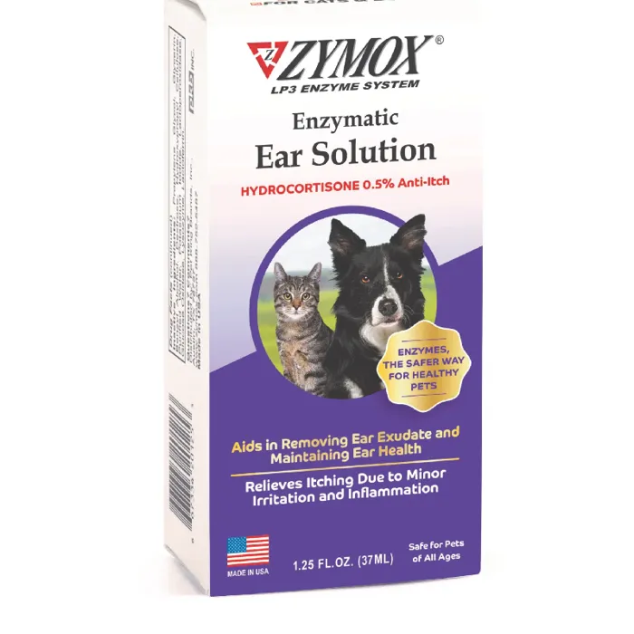 Zymox Ear Care Solution With .5% Hydrocortisone For Dogs & Cats 1.25-oz Bottle