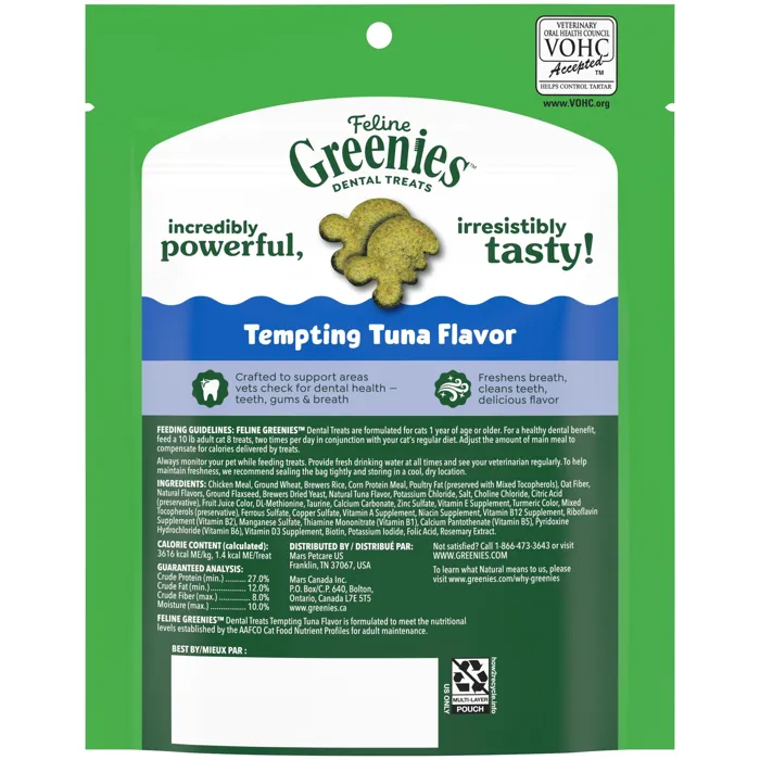 Greenies Feline Tempting Tuna 4.6-ounce pouch back