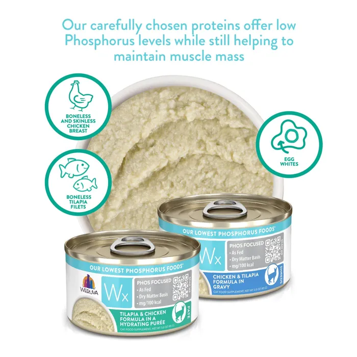 Weruva Cat Wx Low Phosphorus Grain Free Tilapia & Chicken Puree Can 3-oz