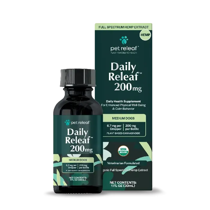 Pet Releaf Dog Daily Releaf 200 Hemp Oil Organic 1-oz