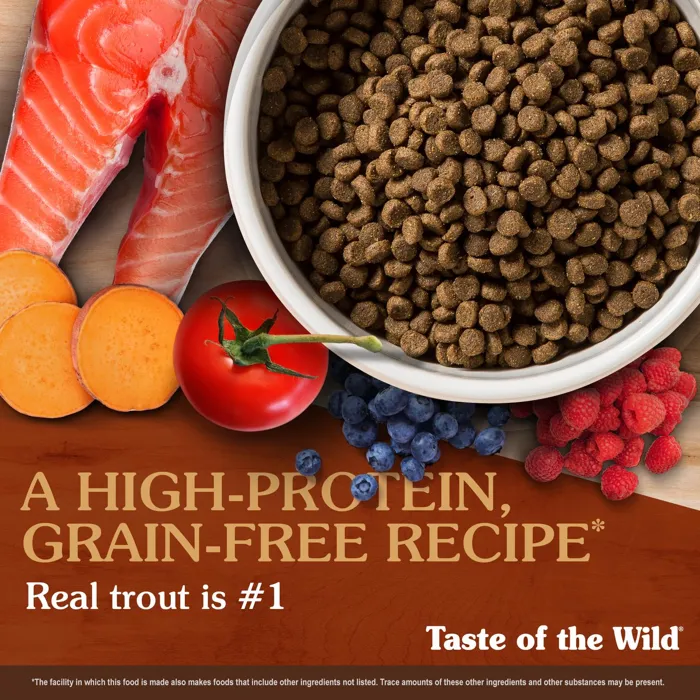 Taste of the Wild Canyon River trout kibble graphic