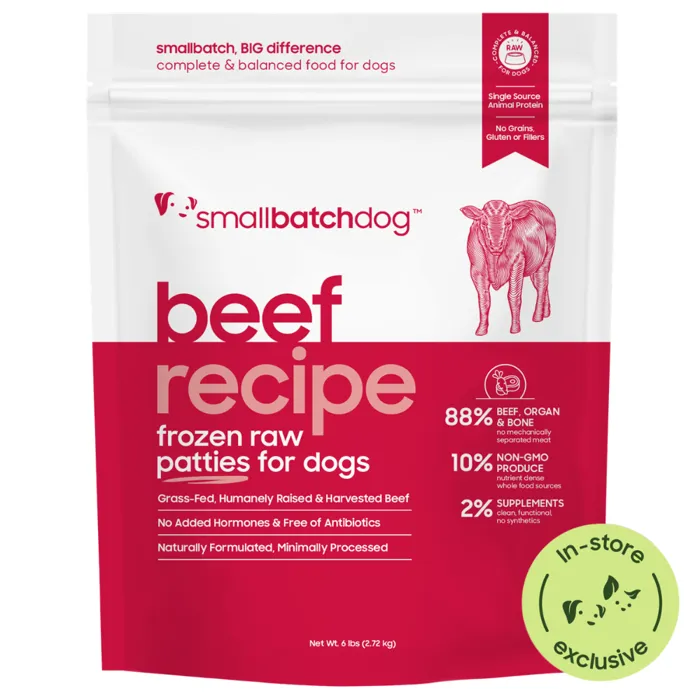 Small Batch beef recipe frozen raw patties 6 lb front