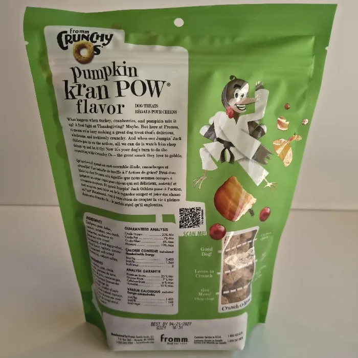 Fromm Crunchy Os Pumpkin Kran Pow Flavor Dog Treats, 6-oz