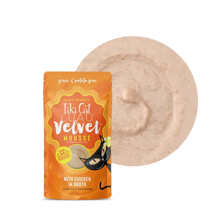 Tiki Cat Luau Velvet Mousse Chicken pouch with mousse