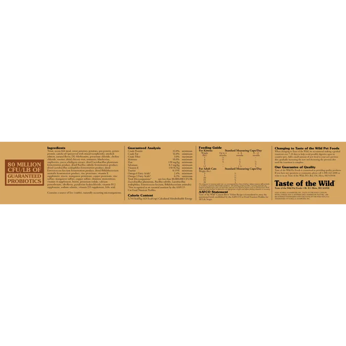 Taste of the Wild Canyon River nutrition label