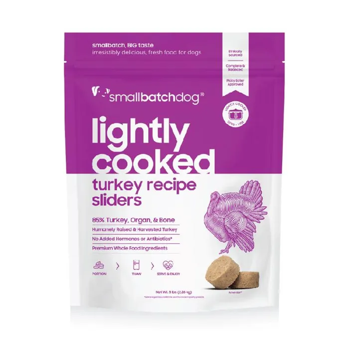 Small Batch Lightly Cooked Turkey Sliders For Dogs, Complete And Balanced 2-lb