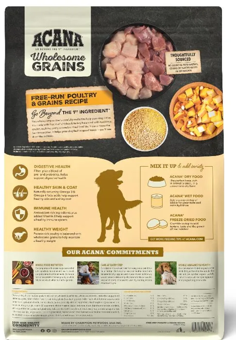 Acana Wholesome Grains Free-run Poultry & Grains Dry Dog Food 4-lb