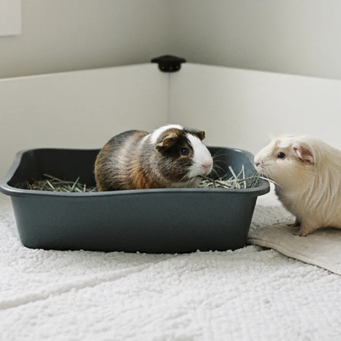 Van Ness Small Cat Litter Pan with guinea pigs