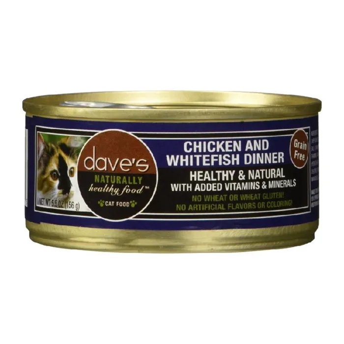 Dave's Cat Food Naturally Healthy Grain-free Chicken & Whitefish Dinner Canned Cat Food 5.5-oz