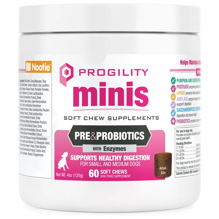 Nootie Progility Minis pre and probiotics 60 chews front