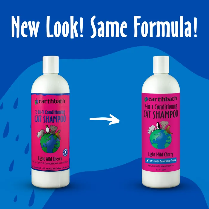 Earthbath Light Wild Cherry Cat Shampoo packaging transition