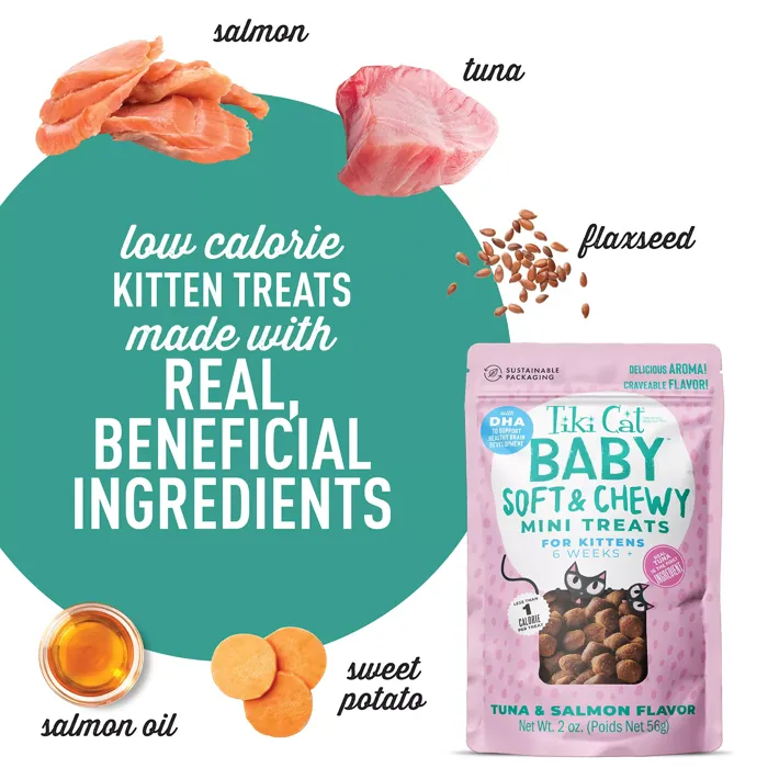 Tiki Cat Baby Tuna Salmon treats ingredients graphic