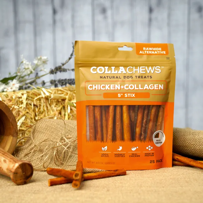 CollaChews Chicken Collagen Stix 5-inch 25-pack front
